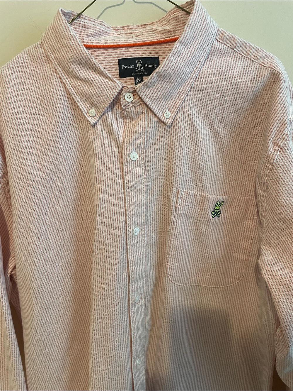 Psycho Bunny Pink & White Narrow-Striped Button-Down Shirt